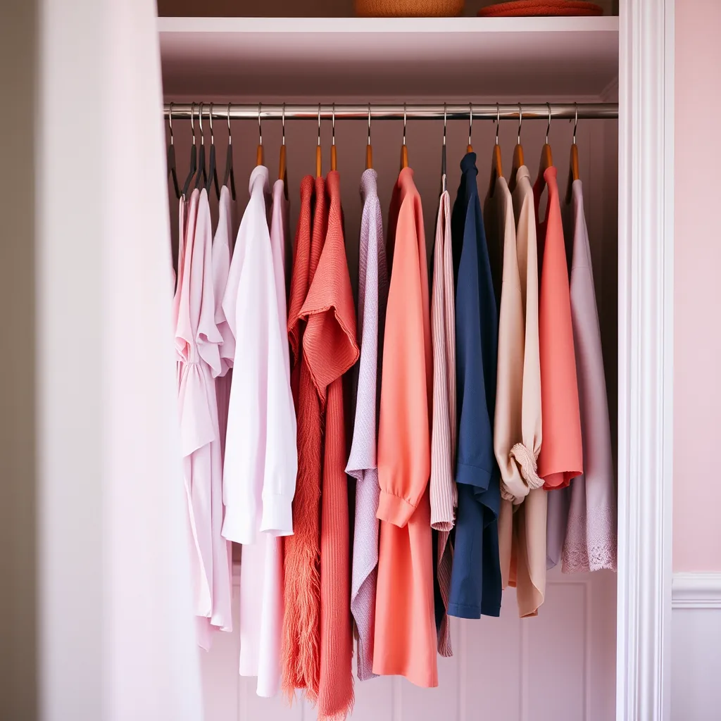 A wardrobe rail of hanging garments